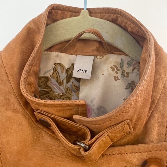 Leather camel motto jacket - Picture 4 of 10